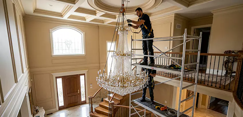Two-Story Foyer Chandelier Installation in Port Orange